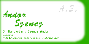 andor szencz business card